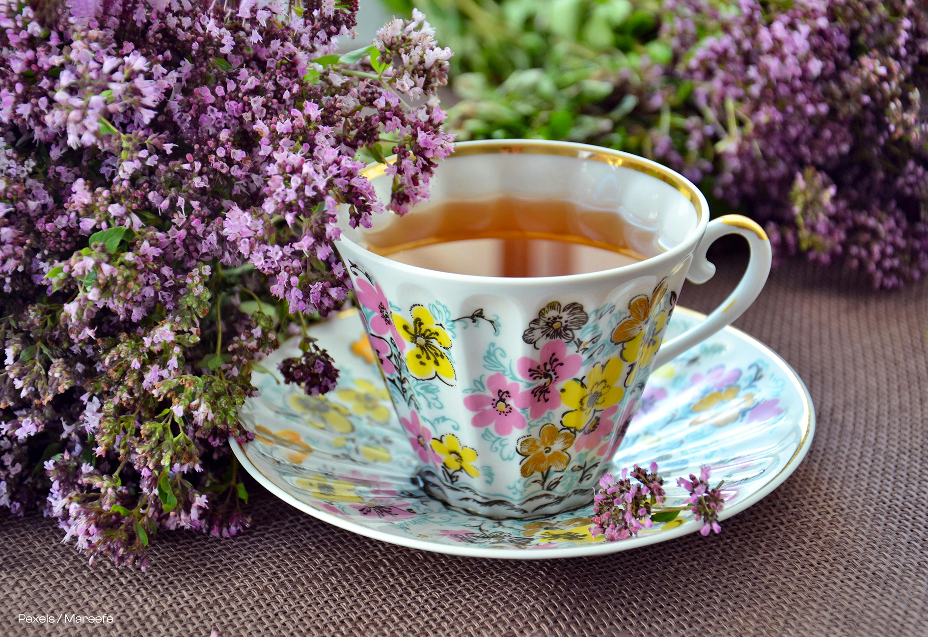 Tee, Tasse Tee, Blumen Tasse